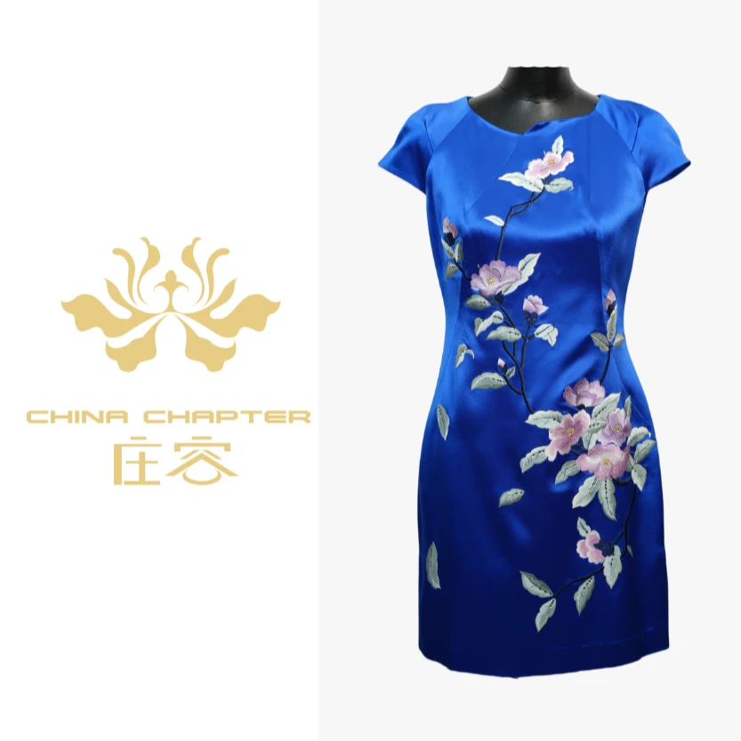 庄容B21333-10 不规则领绣花礼服（双色）【品牌3988】