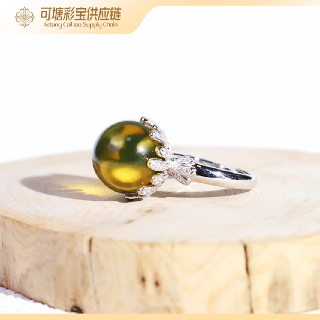 墨西哥蓝珀 蓝珀戒指S925银/MS14M02J多样性发一