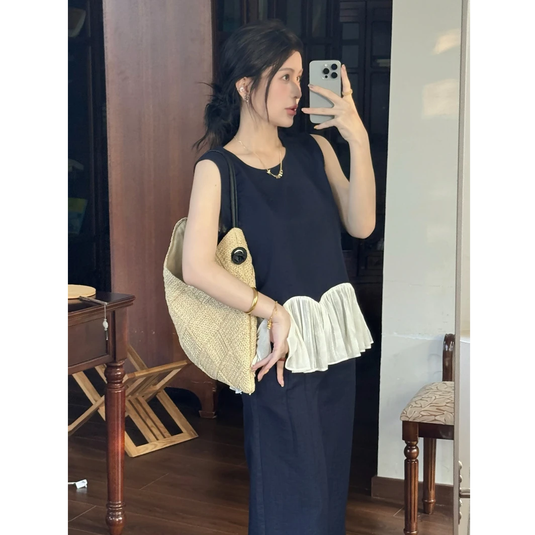 YPP！【美学沉淀】新款韩系巨好看荷叶边无袖上衣阔腿裤两件套