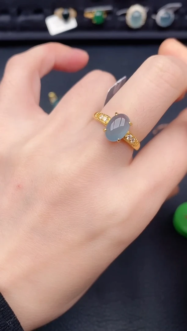 银S925镶嵌戒指翡翠天然a货翡翠419