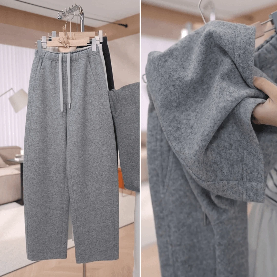 羊毛镰刀卫裤女2025新款秋冬运动高腰直筒宽松休闲窄版弯刀阔腿裤