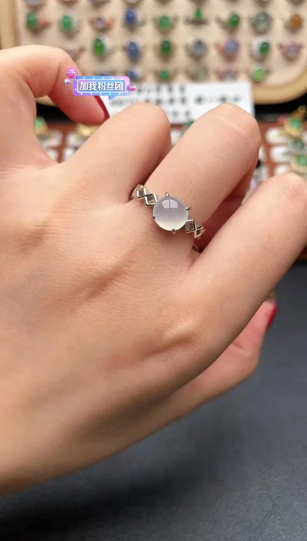 银S925镶嵌戒指翡翠一物一证一礼盒