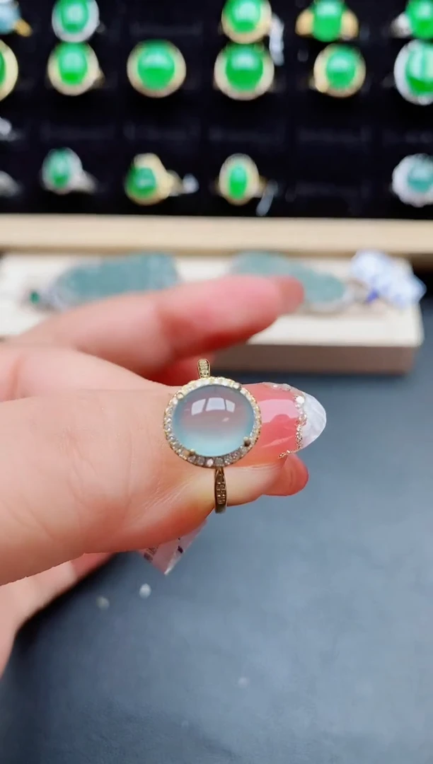 【闪购商品】翡翠戒指银S925镶嵌585080
