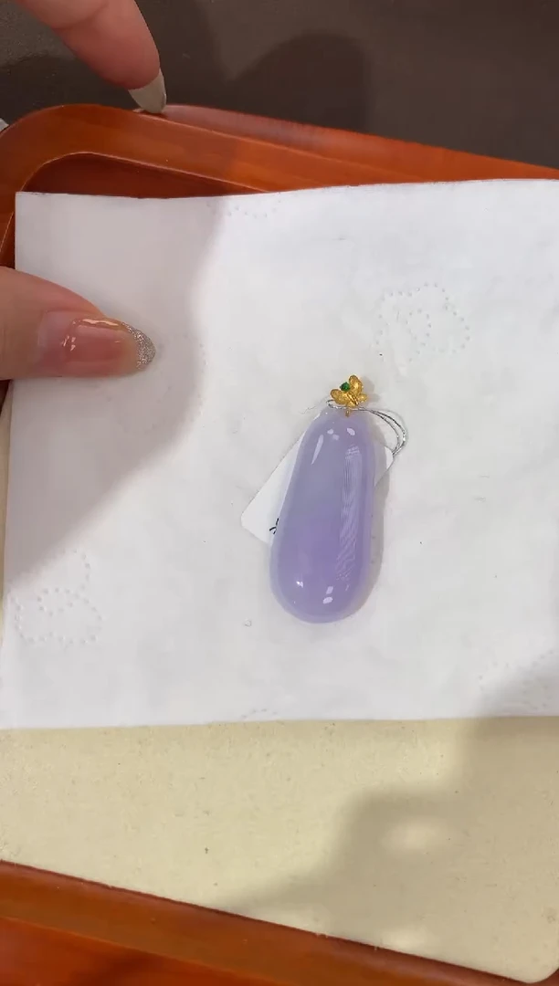 【闪购商品】翡翠颈饰18K金镶嵌天然缅甸a货翡翠