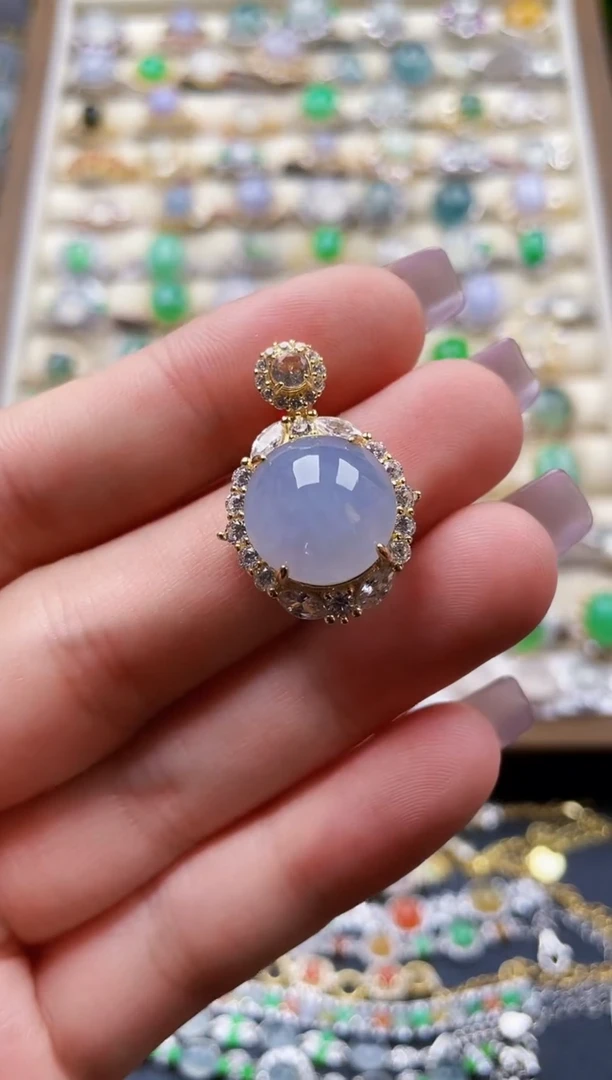 颈饰银S925镶嵌翡翠178