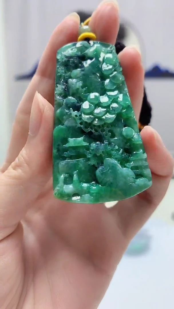 定制翡翠未镶嵌4688zm-毛货挂件53山水