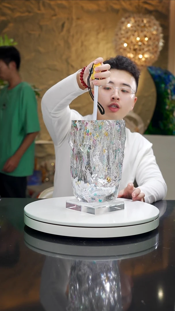 琉璃手工艺品福利彩色树纹花瓶