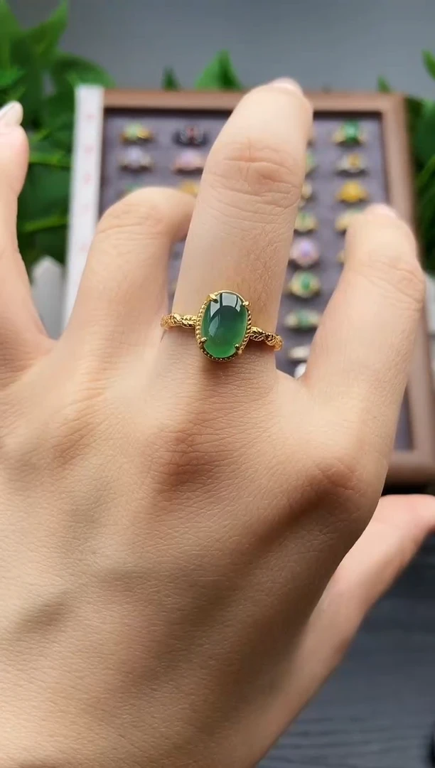 银S925镶嵌戒指翡翠12