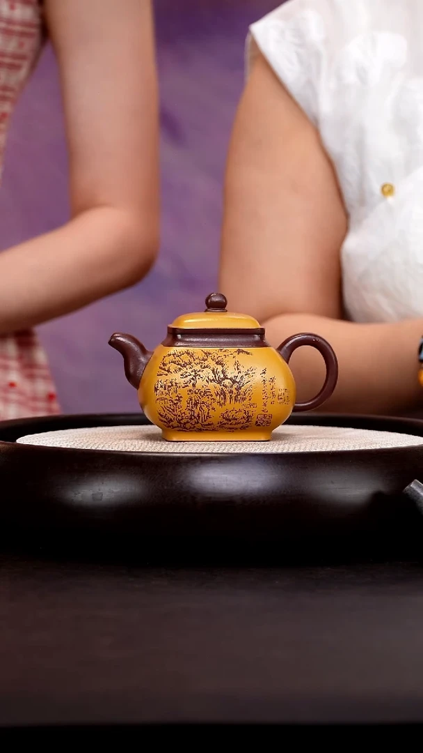 茶壶紫砂TJX101方炉紫泥粉240cc