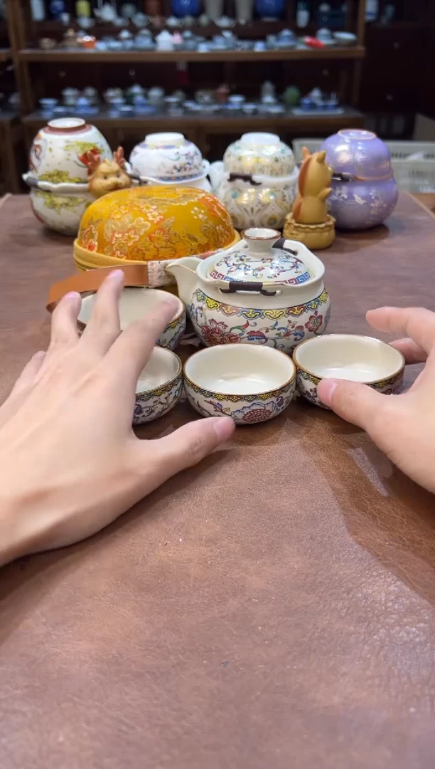 真的很便宜超好看会开片的旅行茶具