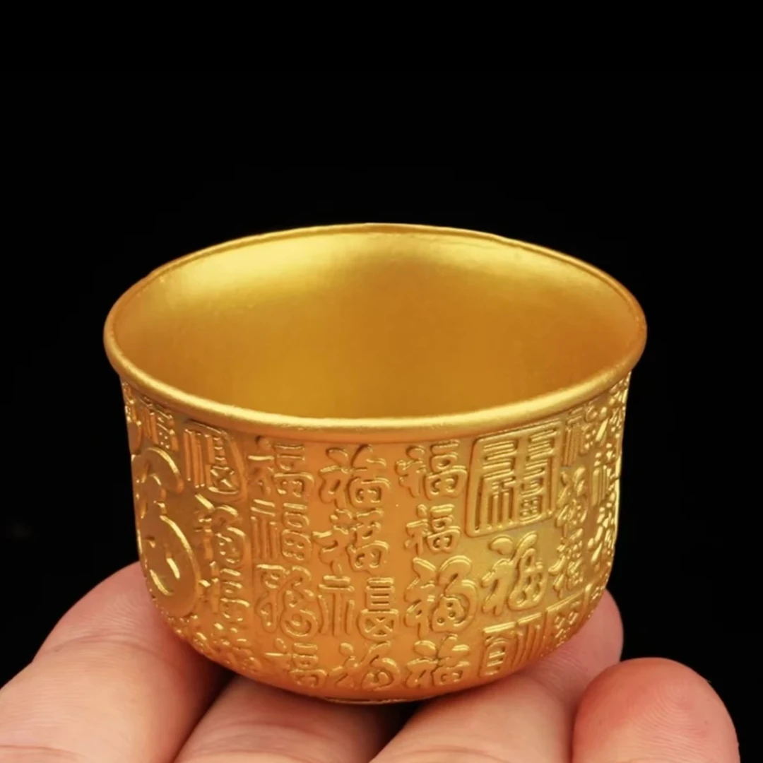 【金色百福杯】新款浮雕百福杯家居茶桌办公桌摆件
