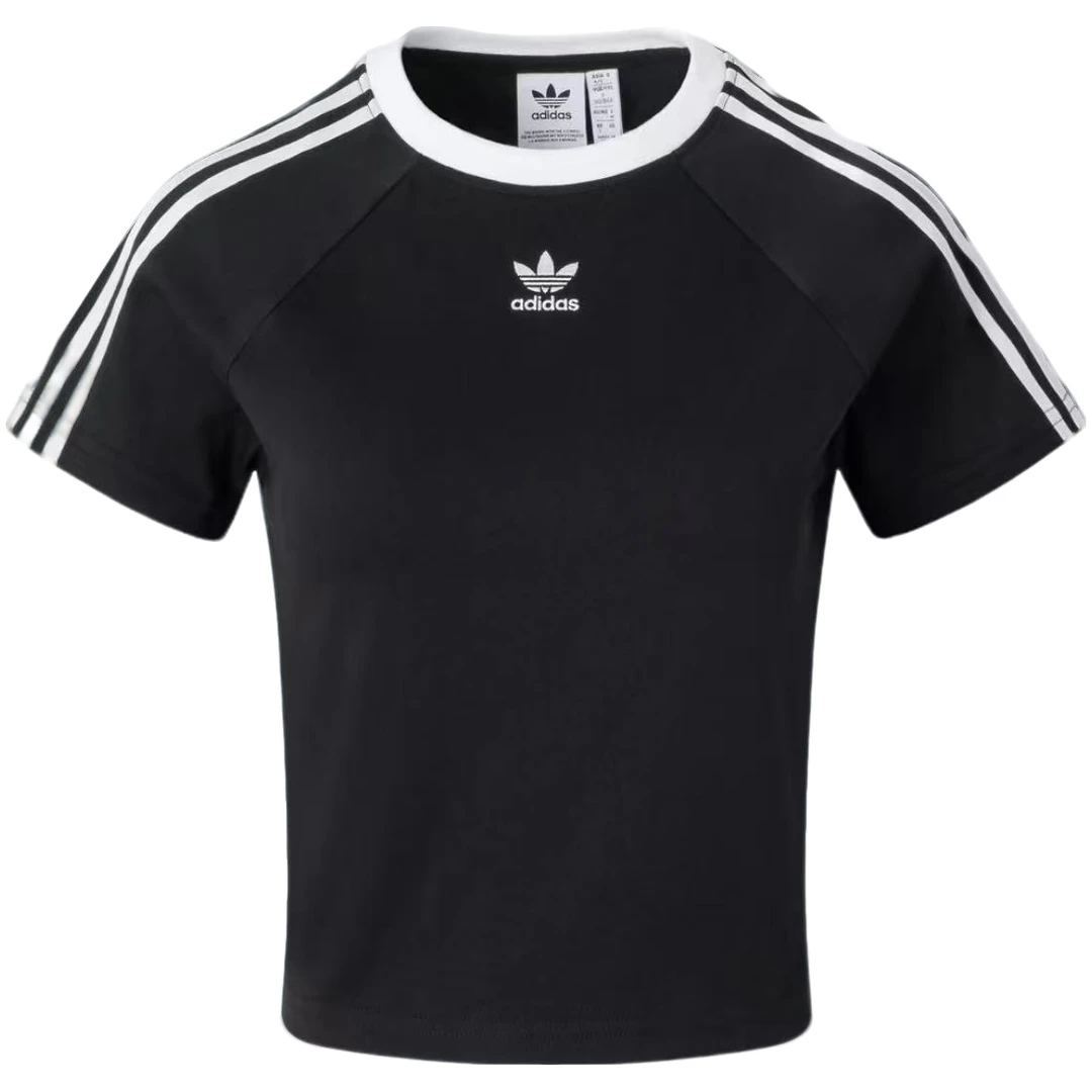 adidas/阿迪达斯流光风 三条纹修身圆领纯棉运动短袖T恤JC8703