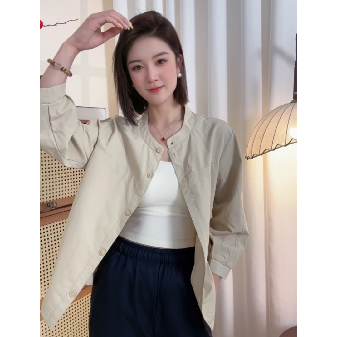 金标品质单层时尚百搭减龄上衣2025甜美宽松慵懒风轻奢少女感33
