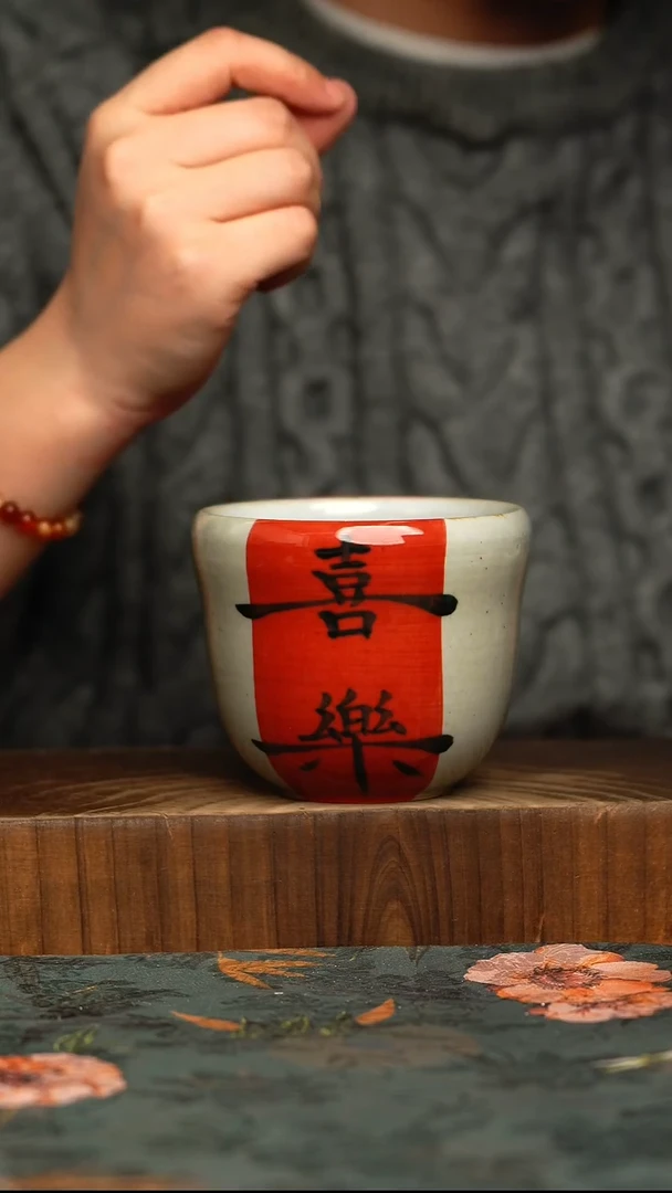 杯釉下彩手工手绘同款陶器