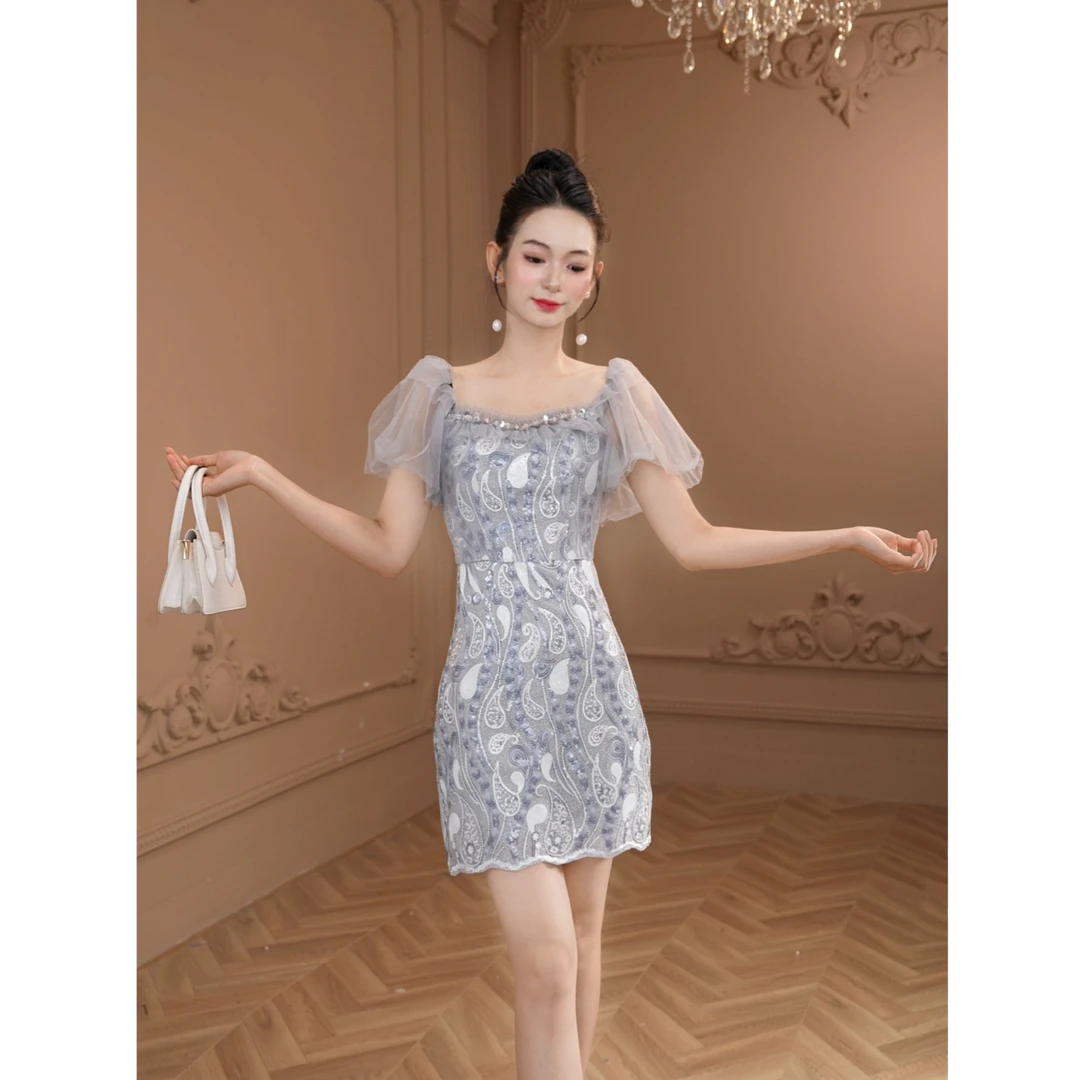 【童童定制】新款时尚气质甜美法式宴会收腰显瘦日常连衣裙61168