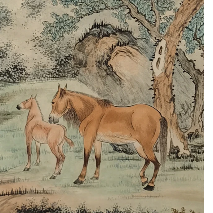 【辽拍】V250709-2-355《山水马》（3.4平尺) 纸本镜片 DD25