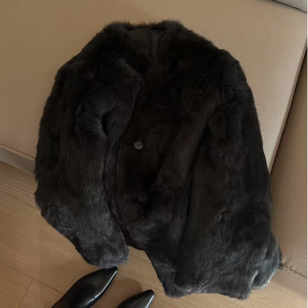 高品质V领高级灰草草外套