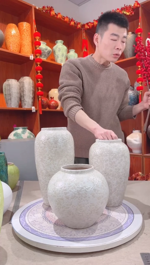 【闪购商品】瓶茶白 三件套  陶瓷花瓶 无花