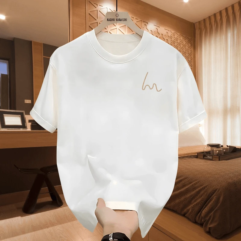 仓石一树潮牌简约短袖T恤男士2025夏季休闲印花宽松半袖圆领体恤