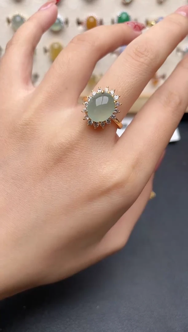 【闪购商品】翡翠戒指银S925镶嵌一物一证一礼盒