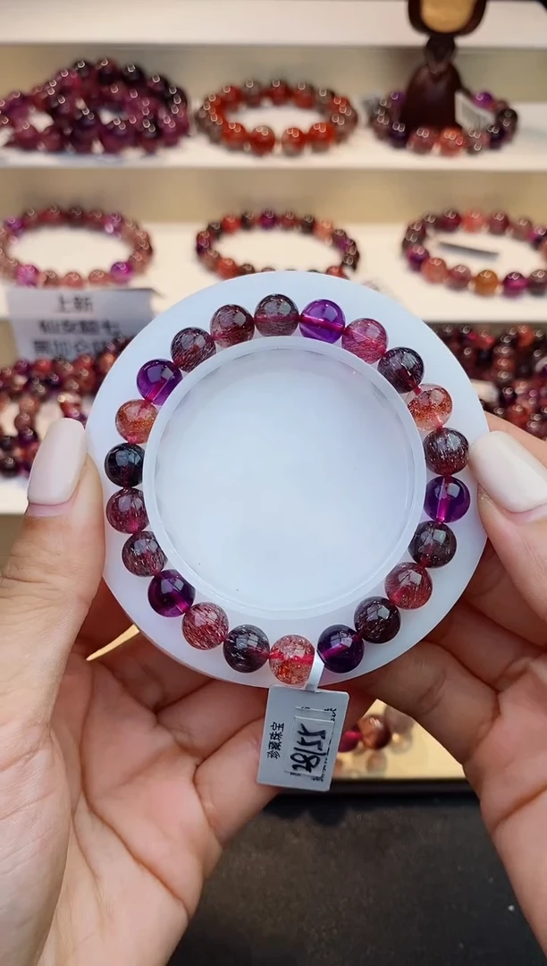 未镶嵌手链水晶黑加仑超七8m+