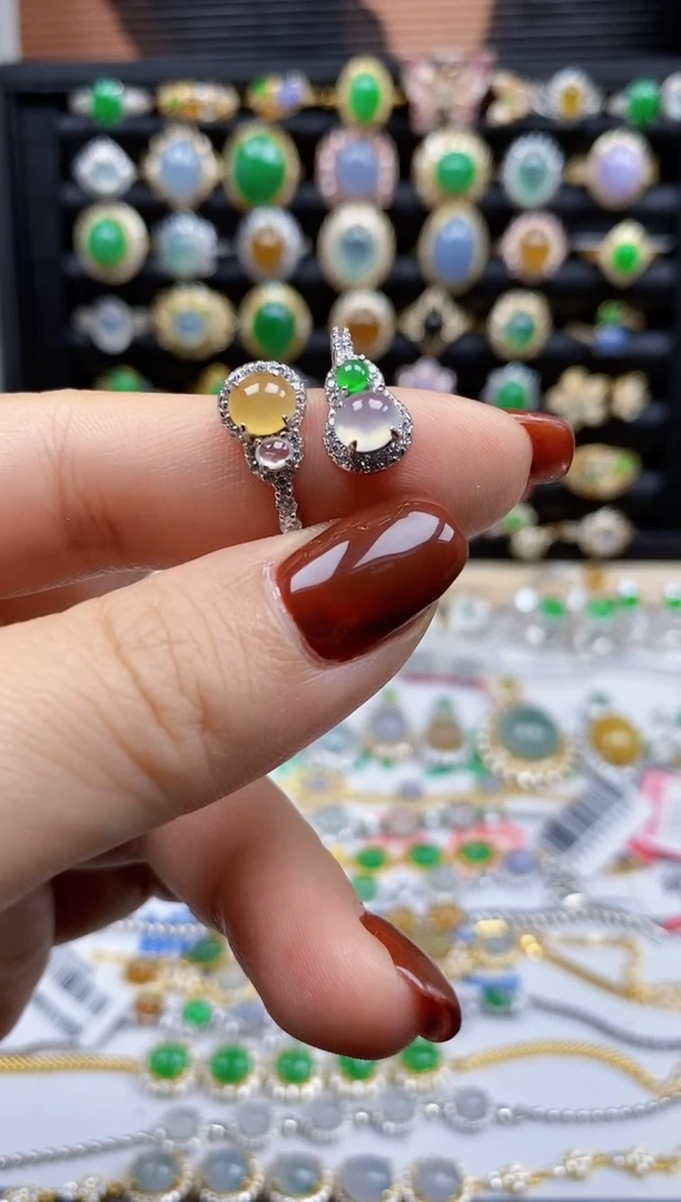 银S925镶嵌戒指翡翠9343