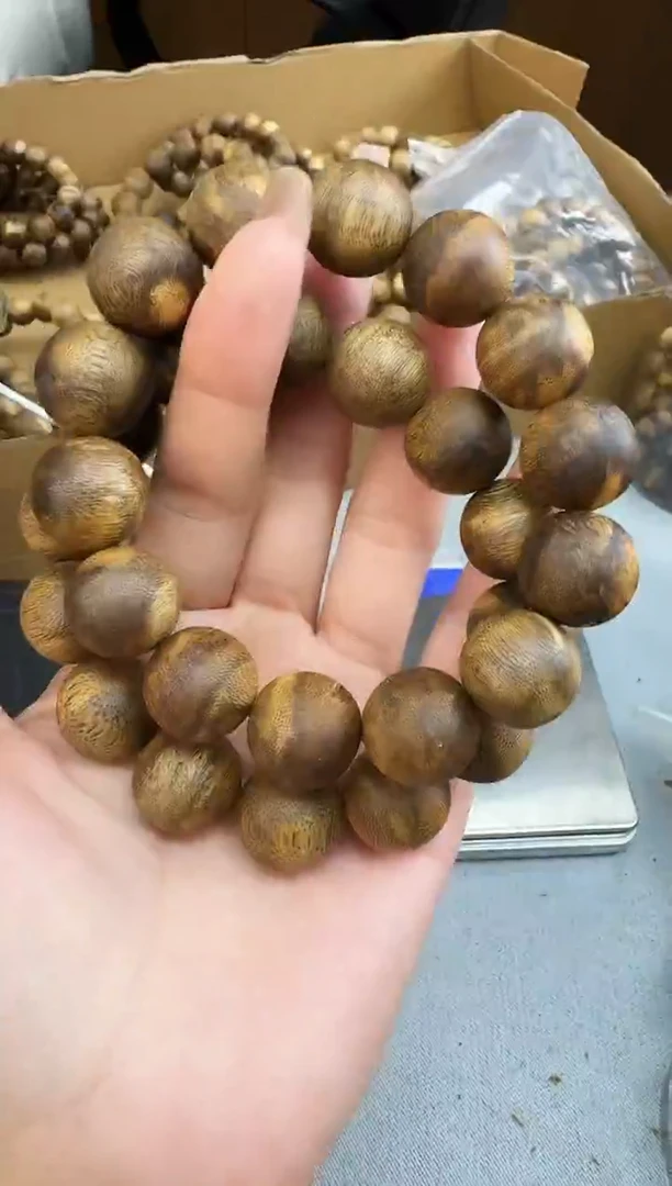 沉香手串1723虎斑棋圆珠单圈多样性发一