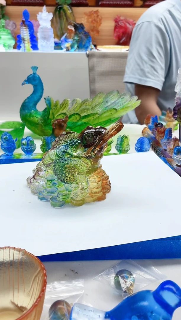 手工艺品琉璃金蟾摆件彩色