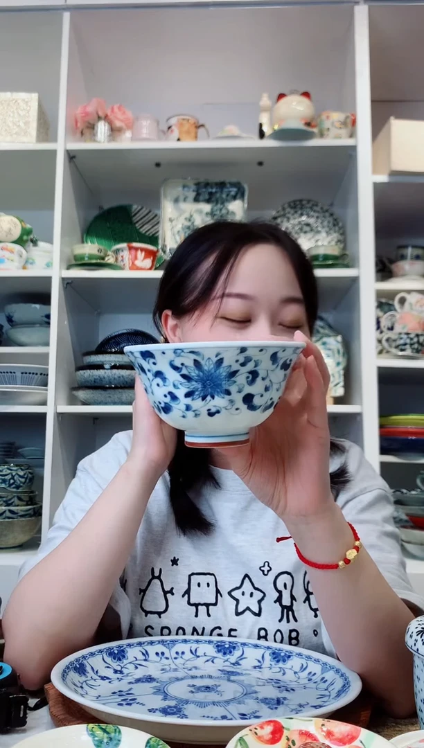 陶瓷蓝凛堂菊唐草米饭碗12.5cm