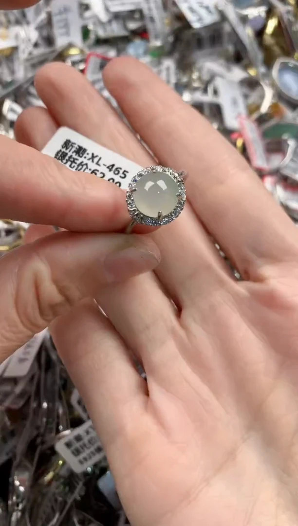银S925镶嵌戒指翡翠8------1