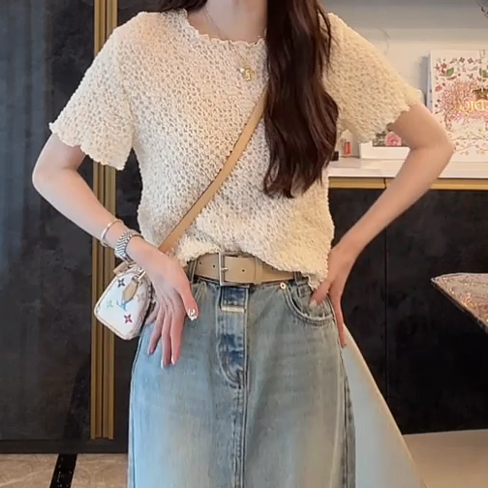 泡泡纱~夏季设计感褶皱弹力显瘦上衣