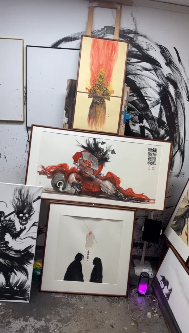 【闪购商品】丙烯画画江湖老师钟馗横板精装裱