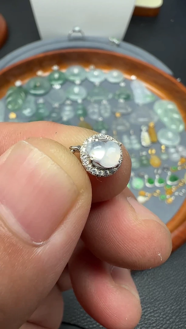 颈饰银S925镶嵌翡翠（1号链接）纯天然A货缅甸翡翠葫芦滴溜