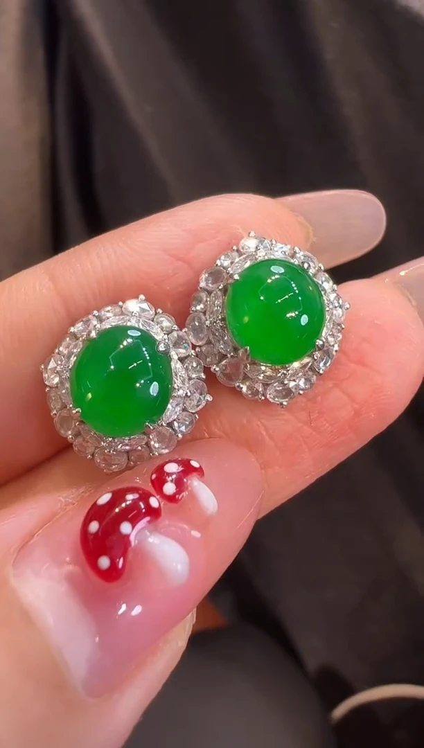 【闪购商品】翡翠耳饰18K金镶嵌耳饰