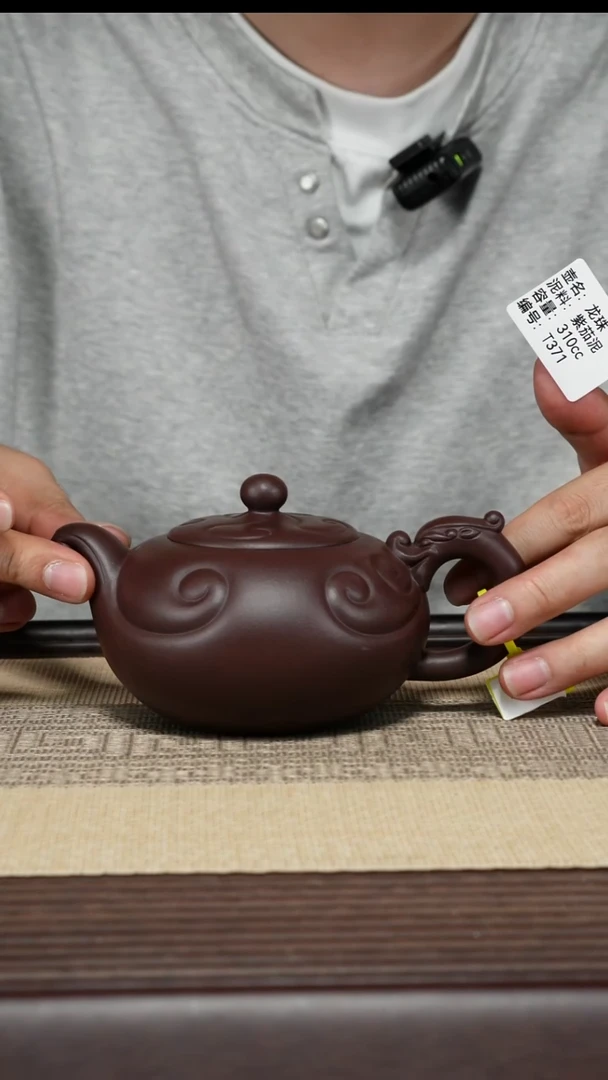 茶壶紫砂T371 紫茄泥 龙珠 310cc
