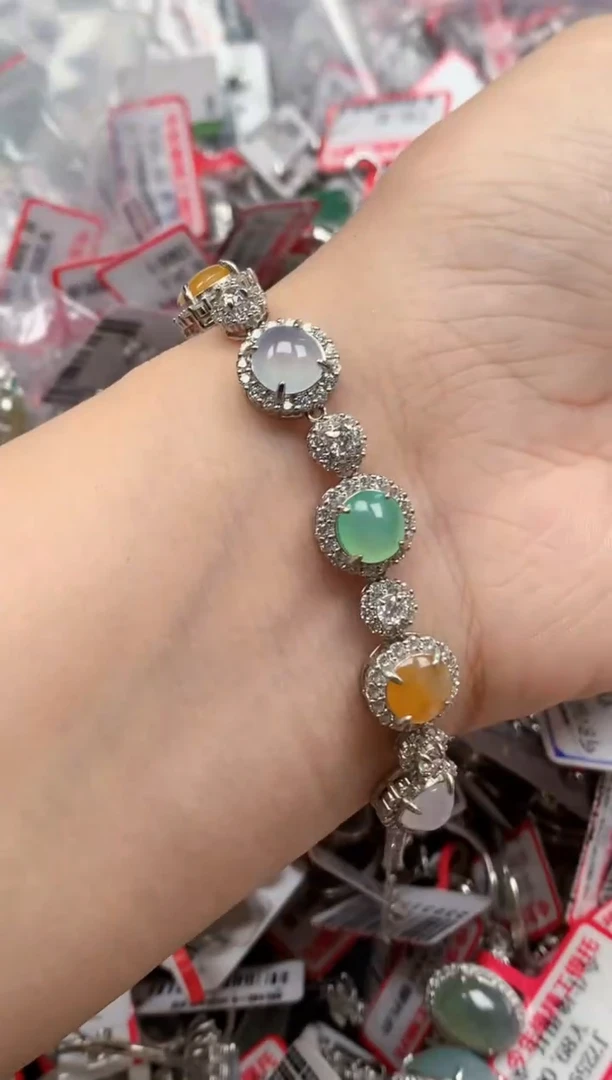 银S925镶嵌戒指翡翠天然A货缅甸翡翠