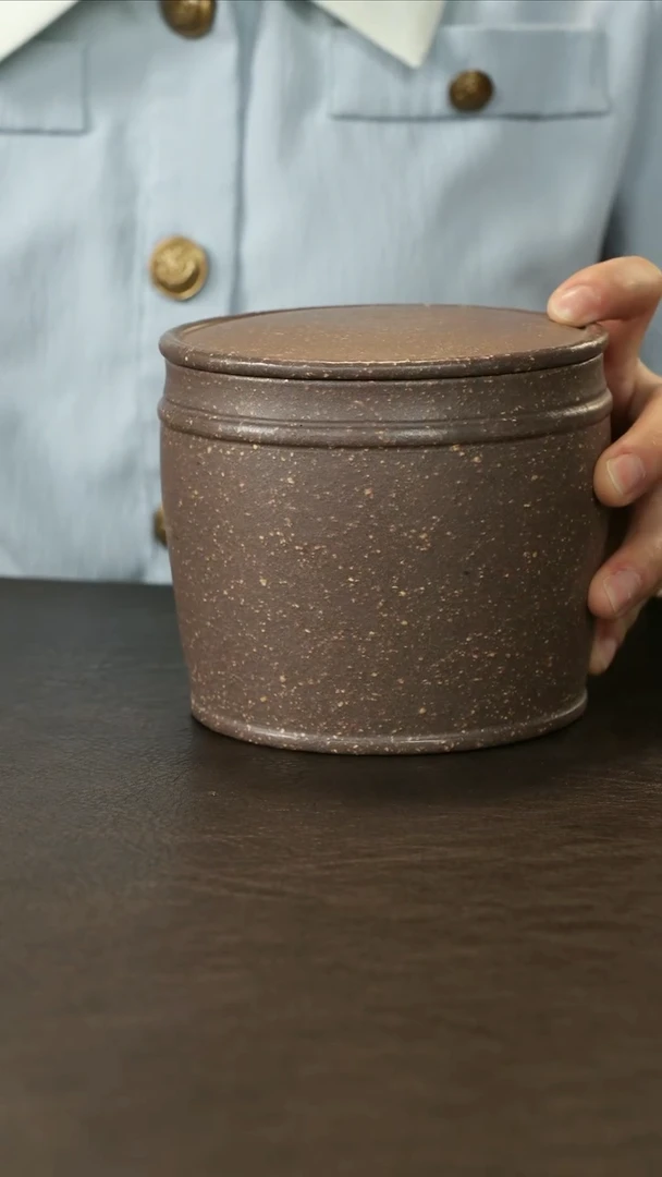 紫砂茶叶罐手磨十六目天青泥茶叶罐200g