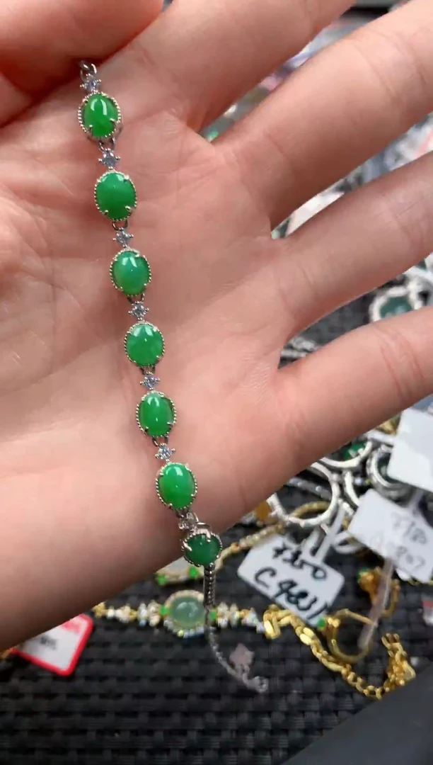 银S925镶嵌戒指翡翠444   41