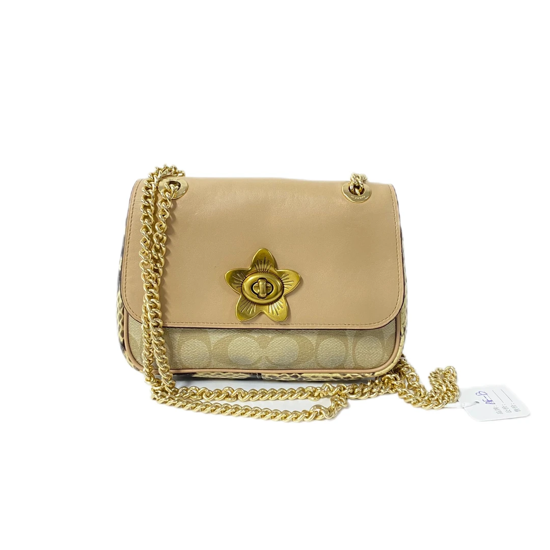 95新 COACH/蔻驰 经典老花PVC山茶花单肩斜挎包 AF-2320-B