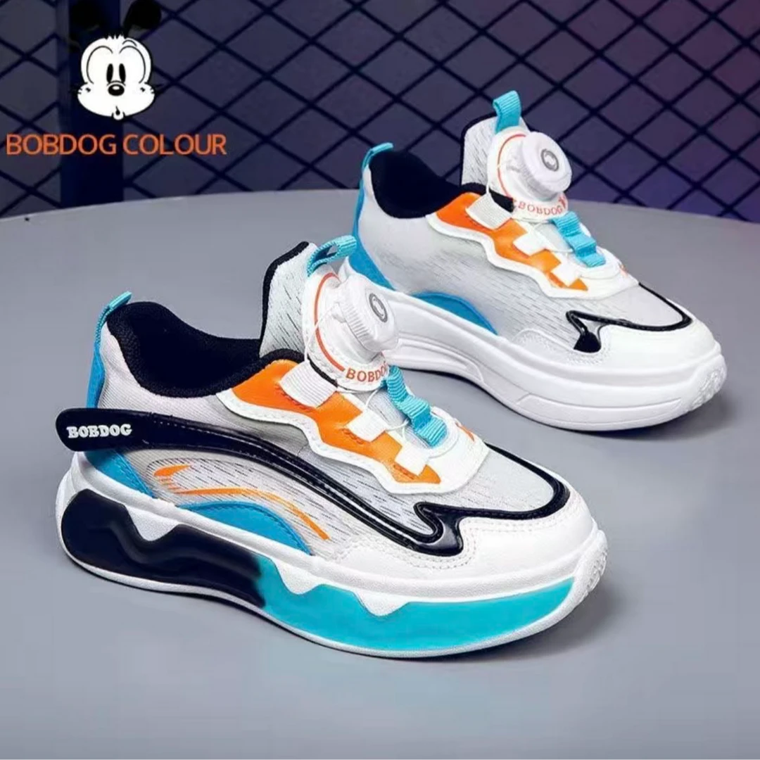 巴布豆卡乐1065童鞋男童运动鞋夏季透气旋转纽扣运动鞋中大童防滑