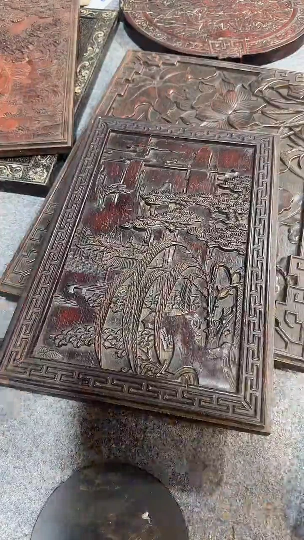 香榧木紫檀拆件雕刻板以直播间实物为准微瑕老物件