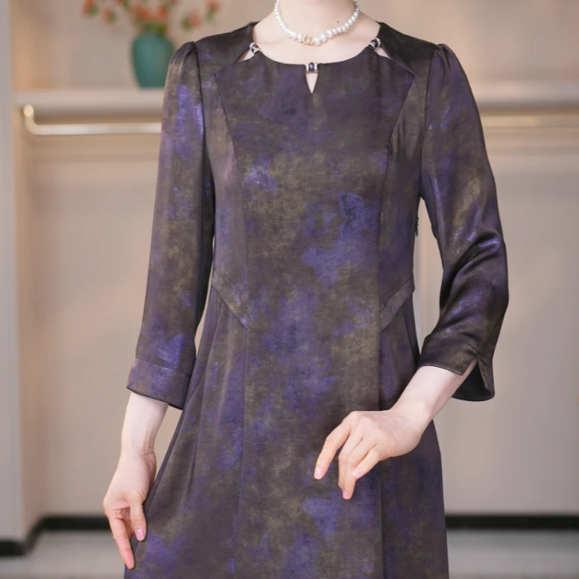 【MLY鑫依专享】桑蚕丝裙子女夏季2025新款连衣裙真丝国风中式显瘦