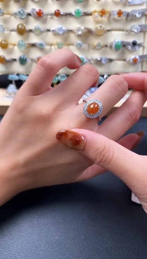 银S925镶嵌戒指翡翠 55555+9