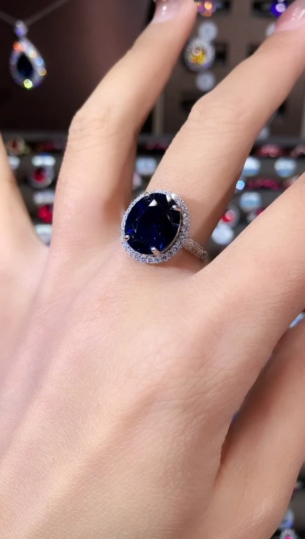 无925银皇家蓝色戒指