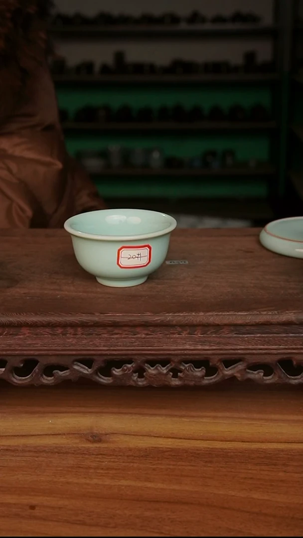 杯20号天青厚胎压手杯微微不完美