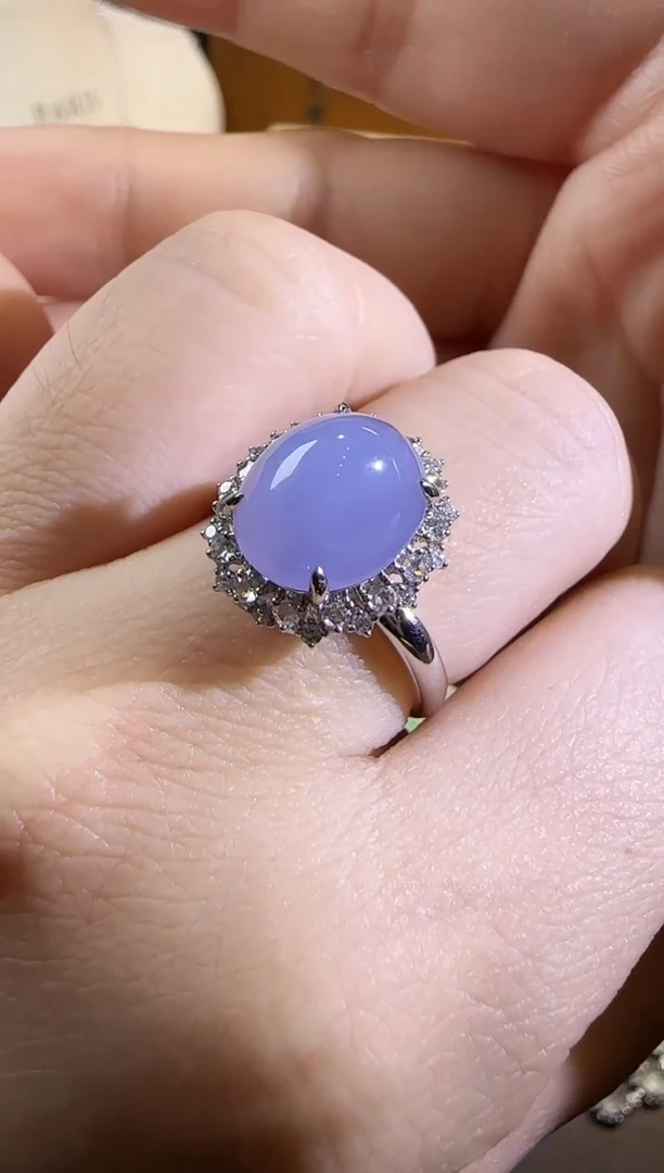 翡翠戒指18K金镶嵌翡翠 戒指