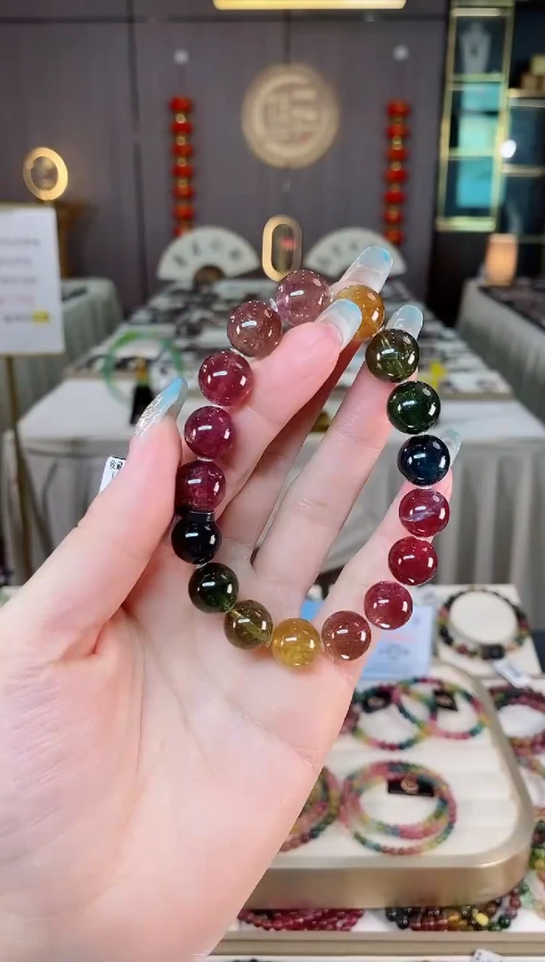 未镶嵌老矿碧玺彩虹冰体单圈手串11mm+碧玺多样性发货一条mz