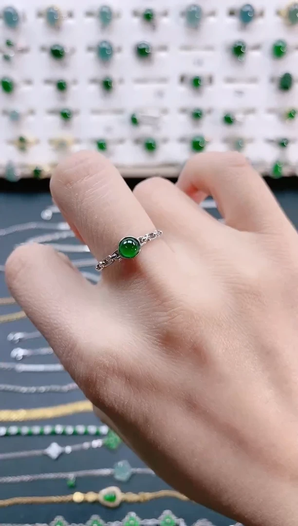 【闪购商品】翡翠戒指银S925镶嵌天然翡翠