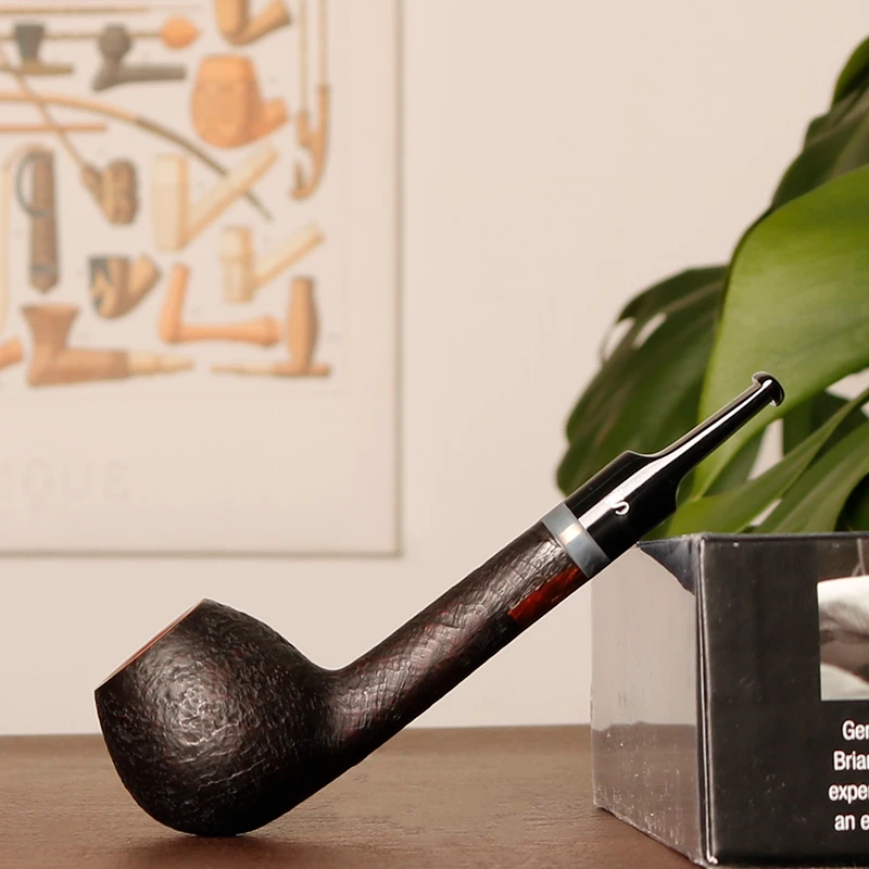 丹麦史丹威 纯银系列 喷砂苹果长腿直斗 银圈 3mm 石楠木烟斗