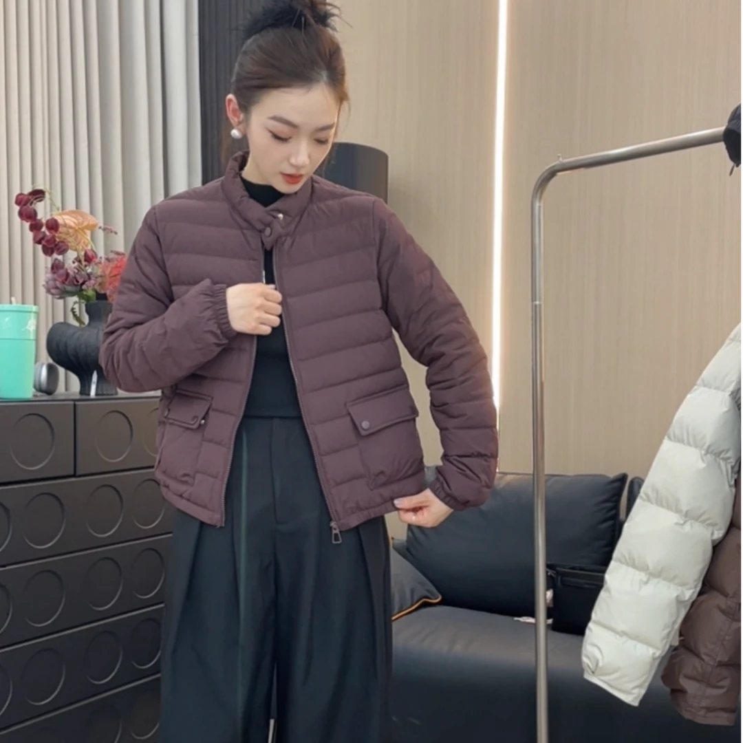 反季清新款优雅立领修身版型白鸭绒羽绒服女短款薄款秋冬女款1